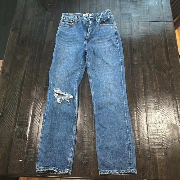 ABERCROMBIE & FITCH The Ankle Straight Ultra High Rise Curve Love jeans size 25 - Picture 1 of 5